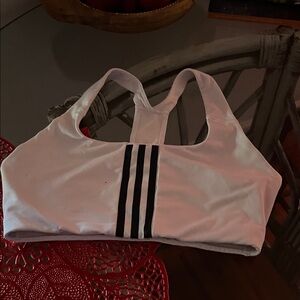 Adidas White Sports Bra with Black Stripes